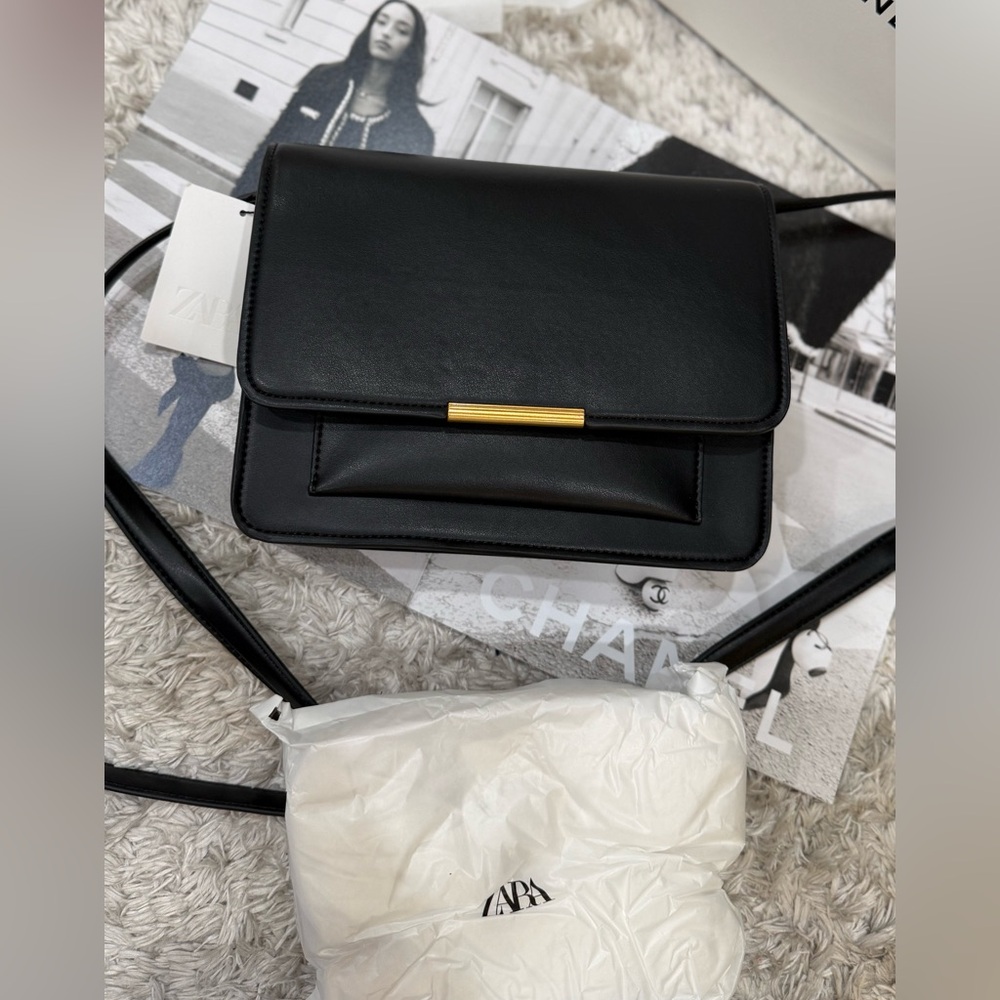ZARA Black Structured Crossbody Bag — New With Tags